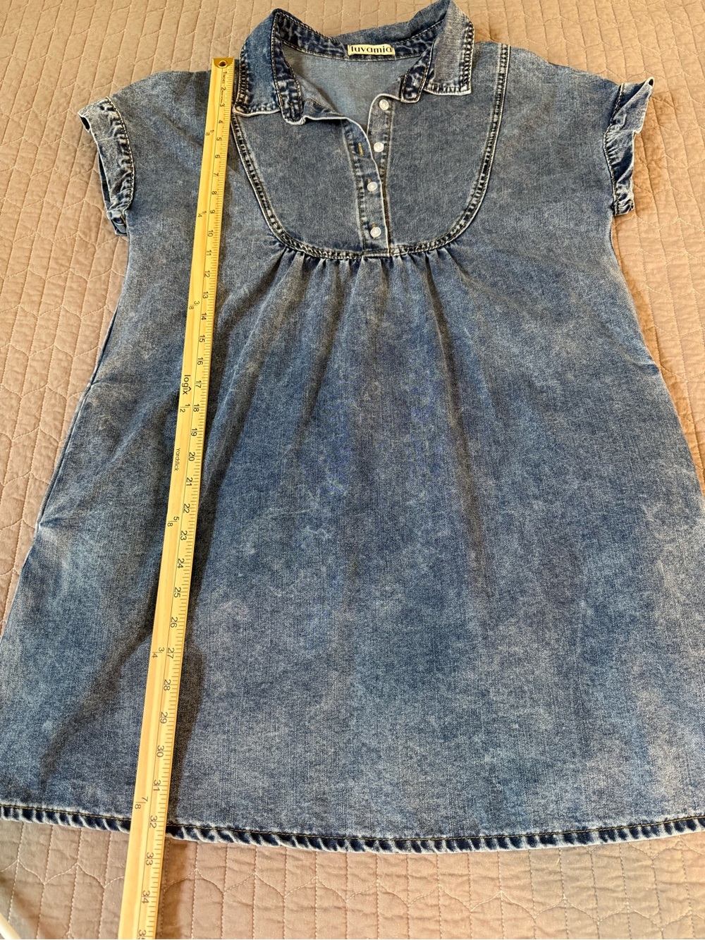 Blue Denim Mini Shirt Dress - Casual Collared Summer Dress - Picture 6 of 9
